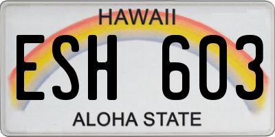 HI license plate ESH603