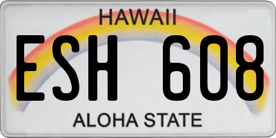 HI license plate ESH608