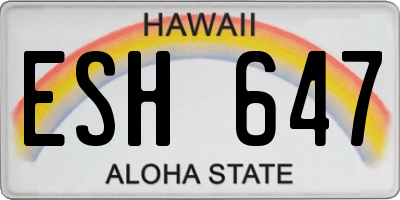 HI license plate ESH647