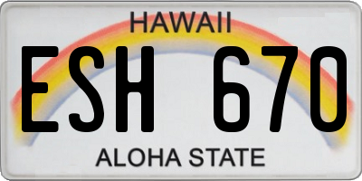 HI license plate ESH670