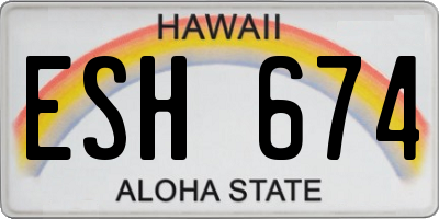 HI license plate ESH674