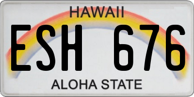 HI license plate ESH676