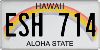 HI license plate ESH714