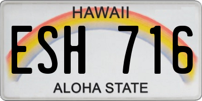 HI license plate ESH716