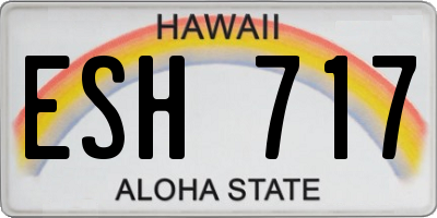 HI license plate ESH717