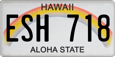 HI license plate ESH718