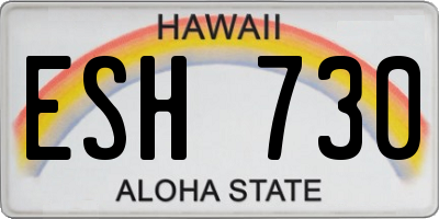 HI license plate ESH730