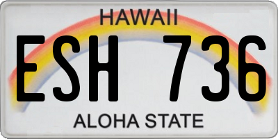 HI license plate ESH736