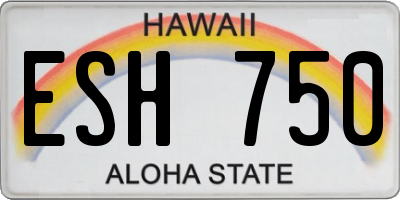 HI license plate ESH750