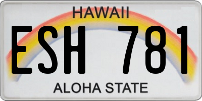HI license plate ESH781