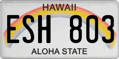HI license plate ESH803