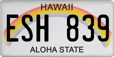 HI license plate ESH839