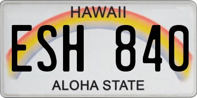 HI license plate ESH840