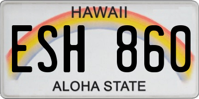 HI license plate ESH860