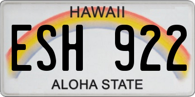 HI license plate ESH922