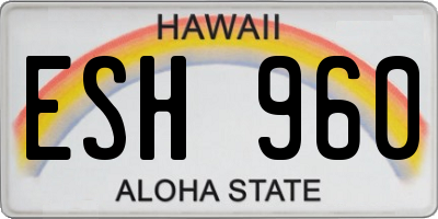 HI license plate ESH960