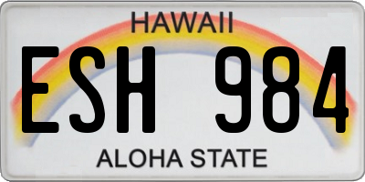 HI license plate ESH984