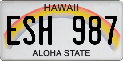 HI license plate ESH987