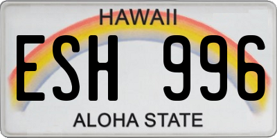 HI license plate ESH996