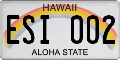 HI license plate ESI002