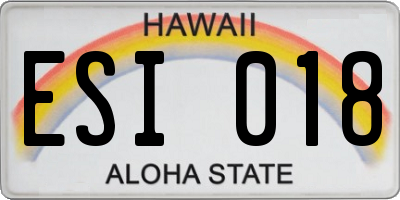HI license plate ESI018