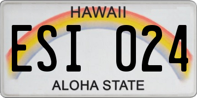 HI license plate ESI024