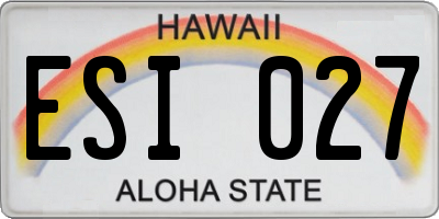 HI license plate ESI027
