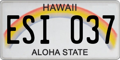 HI license plate ESI037