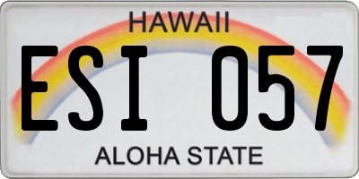 HI license plate ESI057
