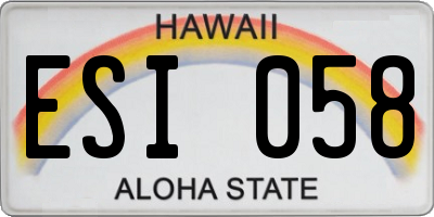 HI license plate ESI058