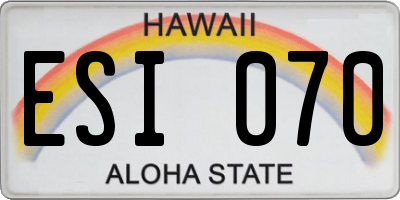 HI license plate ESI070