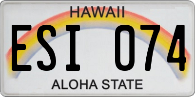 HI license plate ESI074