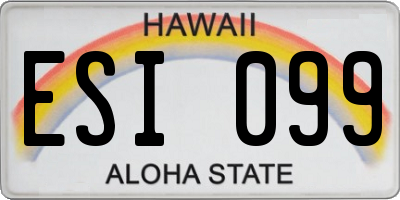 HI license plate ESI099