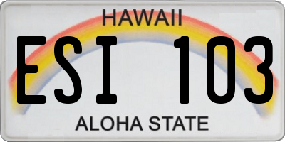 HI license plate ESI103