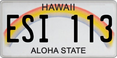 HI license plate ESI113