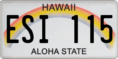 HI license plate ESI115