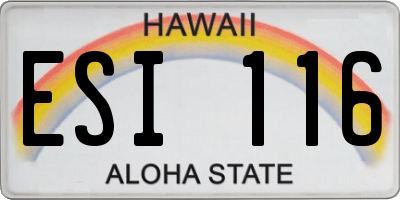 HI license plate ESI116