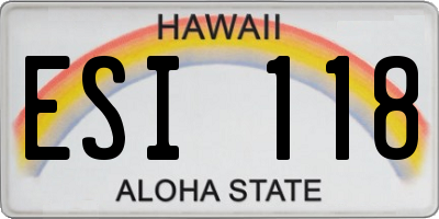 HI license plate ESI118