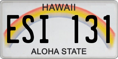 HI license plate ESI131