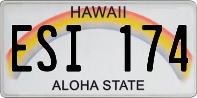 HI license plate ESI174