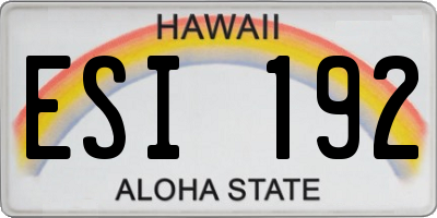 HI license plate ESI192