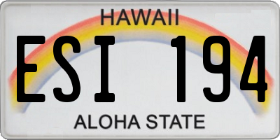 HI license plate ESI194