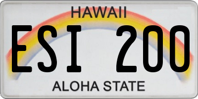 HI license plate ESI200