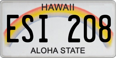 HI license plate ESI208