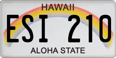 HI license plate ESI210