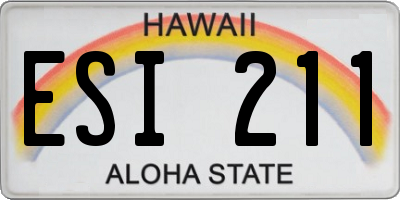 HI license plate ESI211