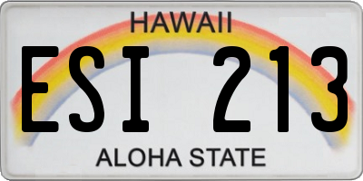 HI license plate ESI213