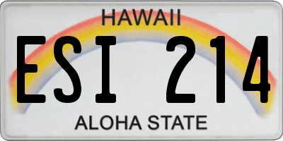 HI license plate ESI214