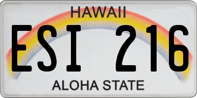 HI license plate ESI216