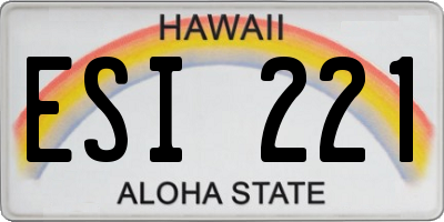 HI license plate ESI221